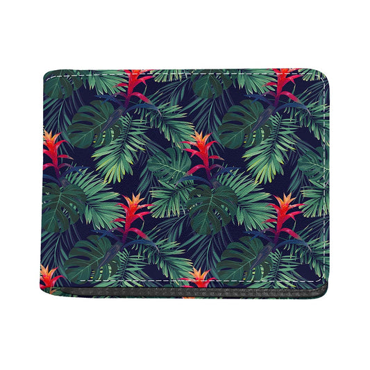 Hawaiian Palm Leaves Pattern Print Bifold Wallet