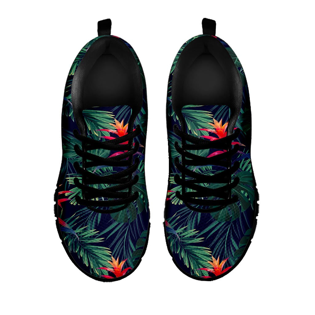 Hawaiian Palm Leaves Pattern Print Black Running Shoes