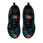 Hawaiian Palm Leaves Pattern Print Black Running Shoes