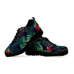 Hawaiian Palm Leaves Pattern Print Black Running Shoes
