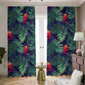 Hawaiian Palm Leaves Pattern Print Dimout Pencil Pleat Curtains