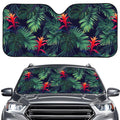 Hawaiian Palm Leaves Pattern Print Car Windshield Sun Shade