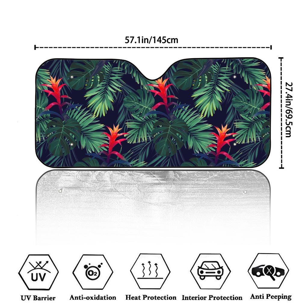 Hawaiian Palm Leaves Pattern Print Car Windshield Sun Shade