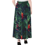 Hawaiian Palm Leaves Pattern Print Chiffon Maxi Skirt
