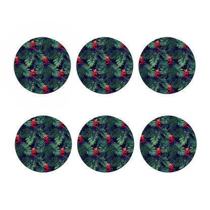 Hawaiian Palm Leaves Pattern Print Coaster Set