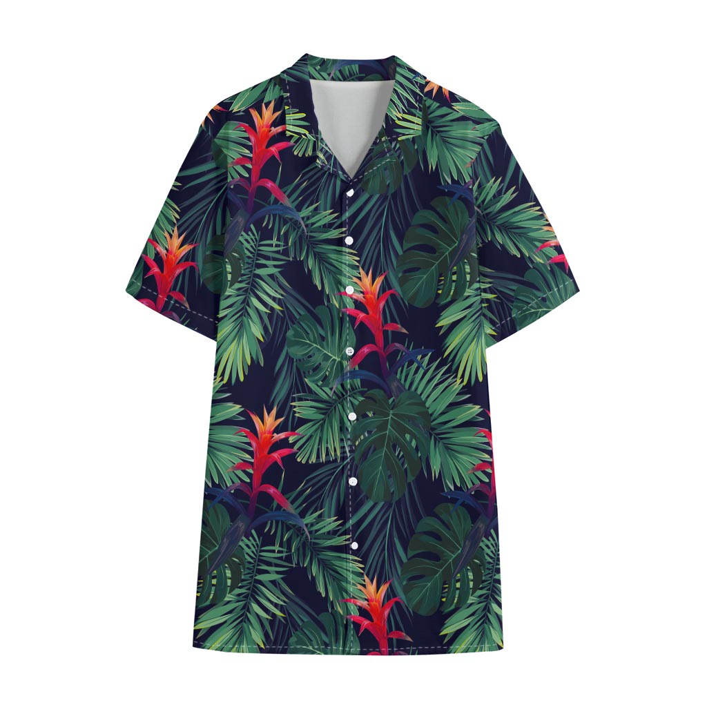 Hawaiian Palm Leaves Pattern Print Cotton Hawaiian Shirt