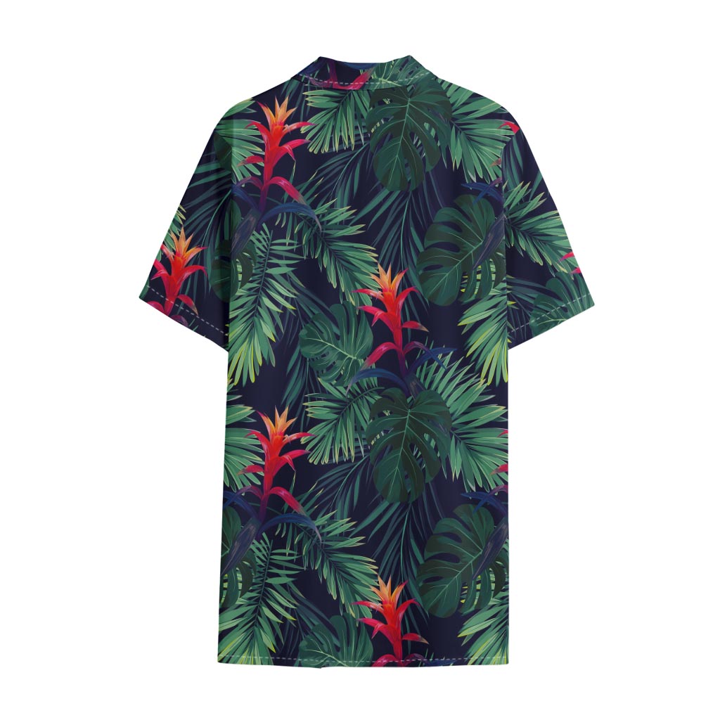 Hawaiian Palm Leaves Pattern Print Cotton Hawaiian Shirt