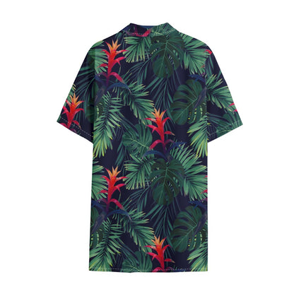 Hawaiian Palm Leaves Pattern Print Cotton Hawaiian Shirt