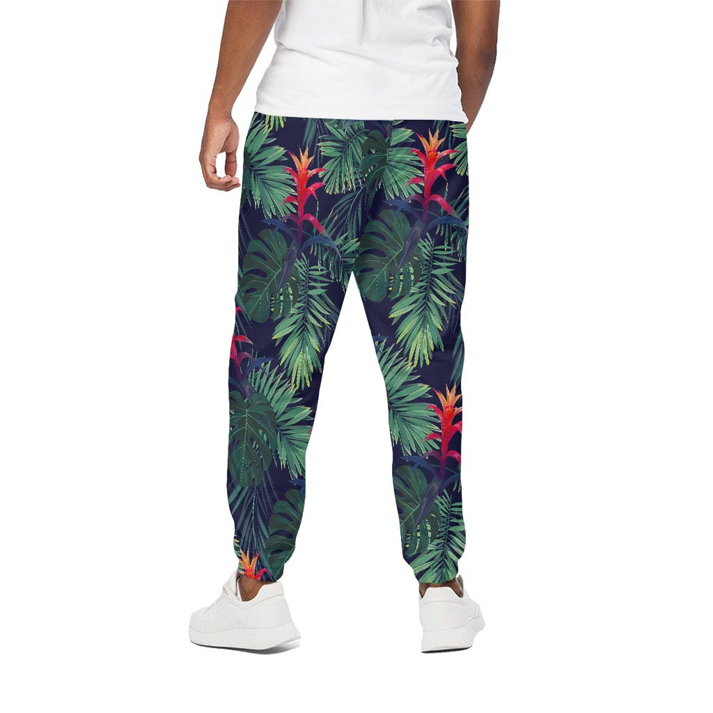 Hawaiian Palm Leaves Pattern Print Cotton Pants