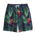 Hawaiian Palm Leaves Pattern Print Cotton Shorts
