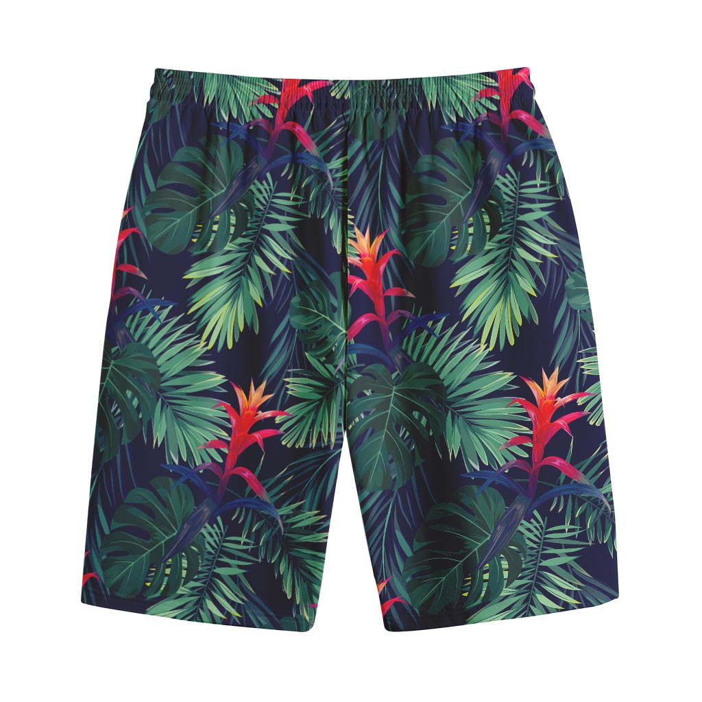 Hawaiian Palm Leaves Pattern Print Cotton Shorts