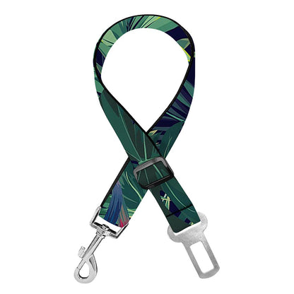 Hawaiian Palm Leaves Pattern Print Dog Seat Belt