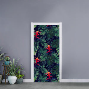 Hawaiian Palm Leaves Pattern Print Door Sticker