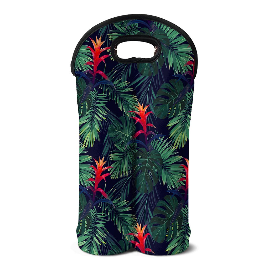 Hawaiian Palm Leaves Pattern Print Double Neoprene Wine Tote