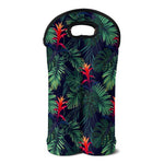 Hawaiian Palm Leaves Pattern Print Double Neoprene Wine Tote