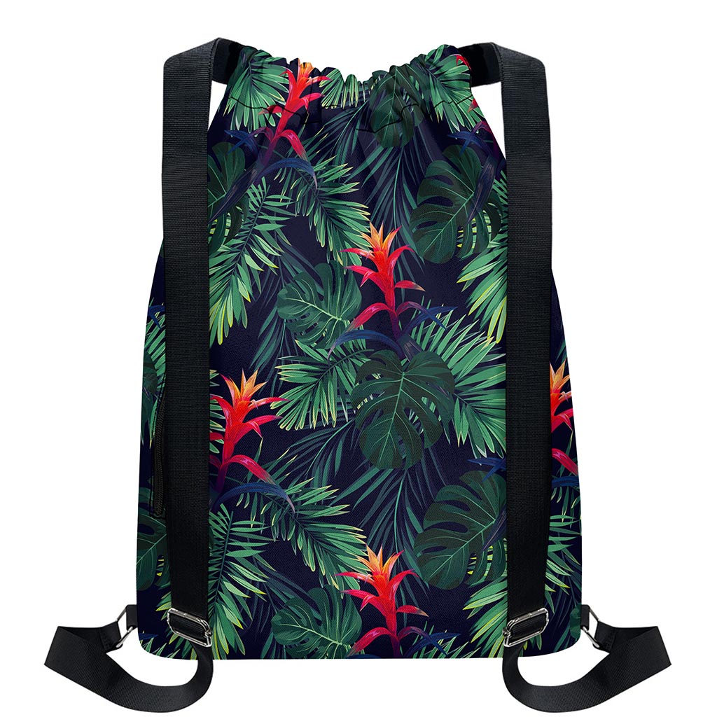 Hawaiian Palm Leaves Pattern Print Drawstring Backpack