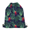 Hawaiian Palm Leaves Pattern Print Drawstring Bag
