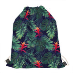 Hawaiian Palm Leaves Pattern Print Drawstring Bag
