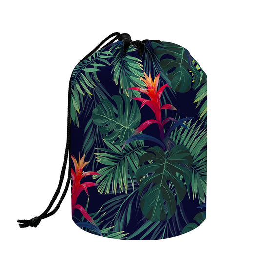 Hawaiian Palm Leaves Pattern Print Drawstring Makeup Bag