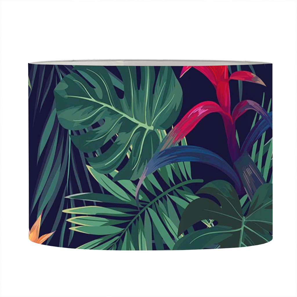 Hawaiian Palm Leaves Pattern Print Drum Lamp Shade