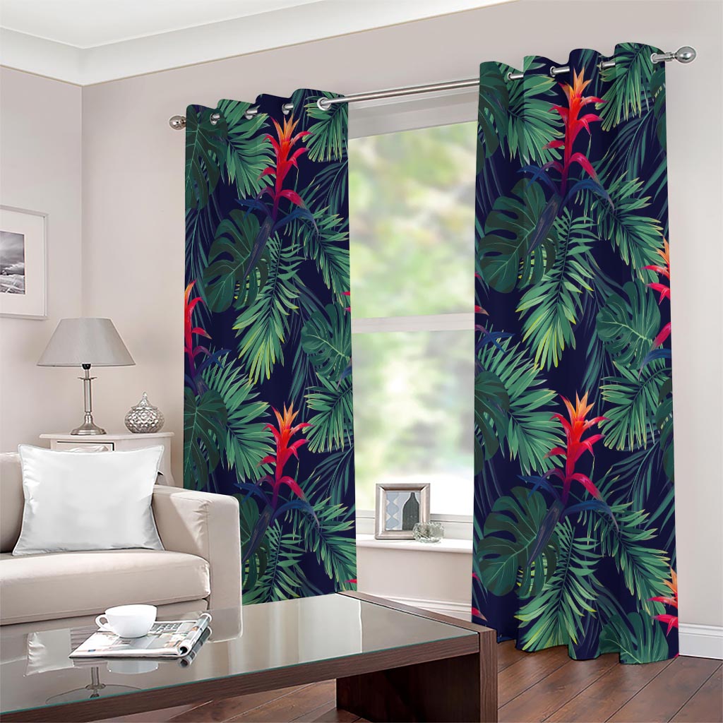 Hawaiian Palm Leaves Pattern Print Extra Wide Grommet Curtains