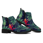 Hawaiian Palm Leaves Pattern Print Flat Ankle Boots