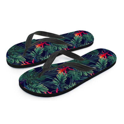 Hawaiian Palm Leaves Pattern Print Flip Flops