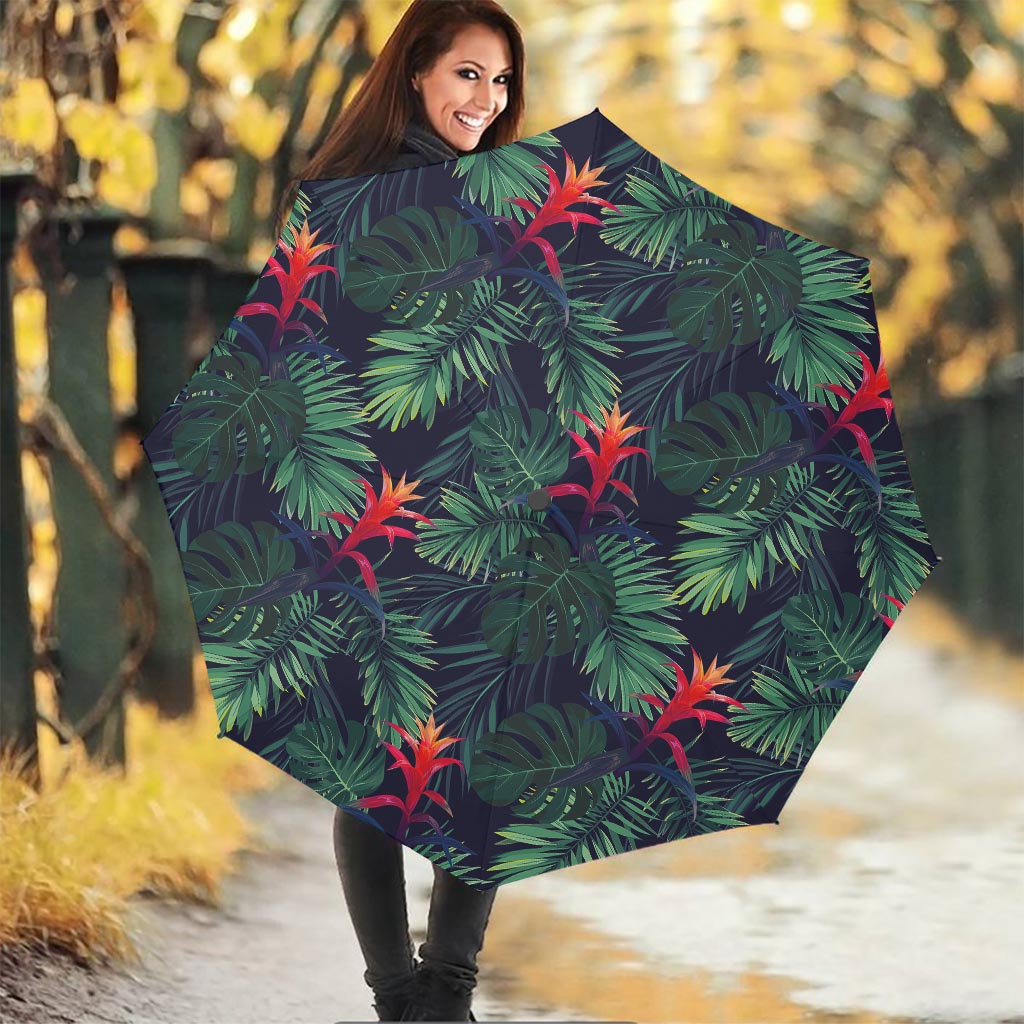 Hawaiian Palm Leaves Pattern Print Foldable Umbrella