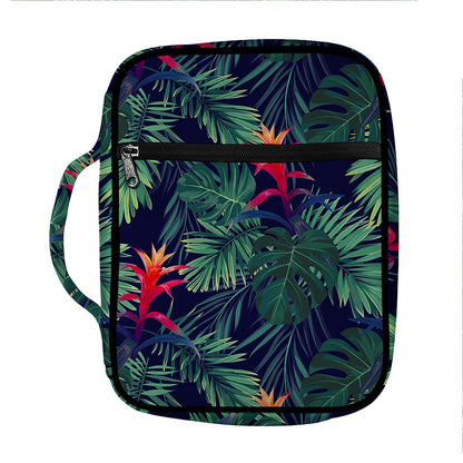 Hawaiian Palm Leaves Pattern Print Front Pocket Bible Bag