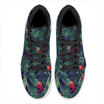 Hawaiian Palm Leaves Pattern Print High Top Leather Sneakers