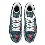 Hawaiian Palm Leaves Pattern Print High Top Leather Sneakers