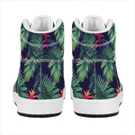 Hawaiian Palm Leaves Pattern Print High Top Leather Sneakers