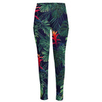 Hawaiian Palm Leaves Pattern Print High-Waisted Pocket Leggings