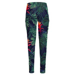Hawaiian Palm Leaves Pattern Print High-Waisted Pocket Leggings