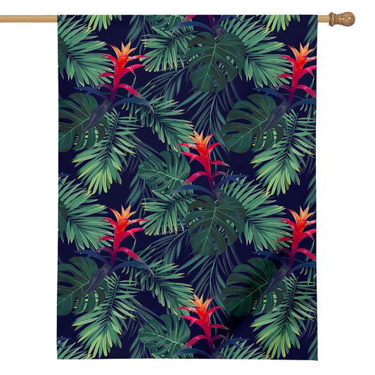 Hawaiian Palm Leaves Pattern Print House Flag