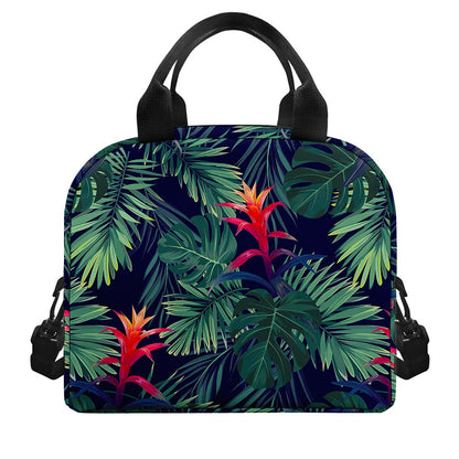 Hawaiian Palm Leaves Pattern Print Insulated Lunch Bag
