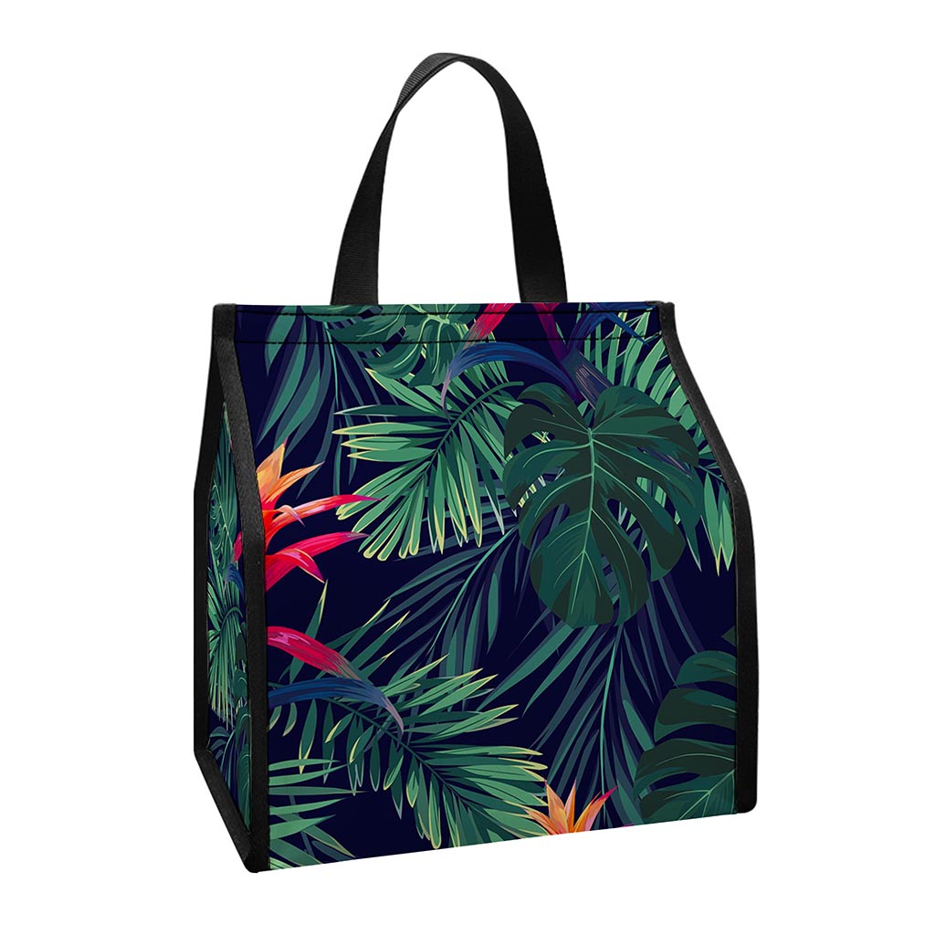 Hawaiian Palm Leaves Pattern Print Insulated Lunch Tote