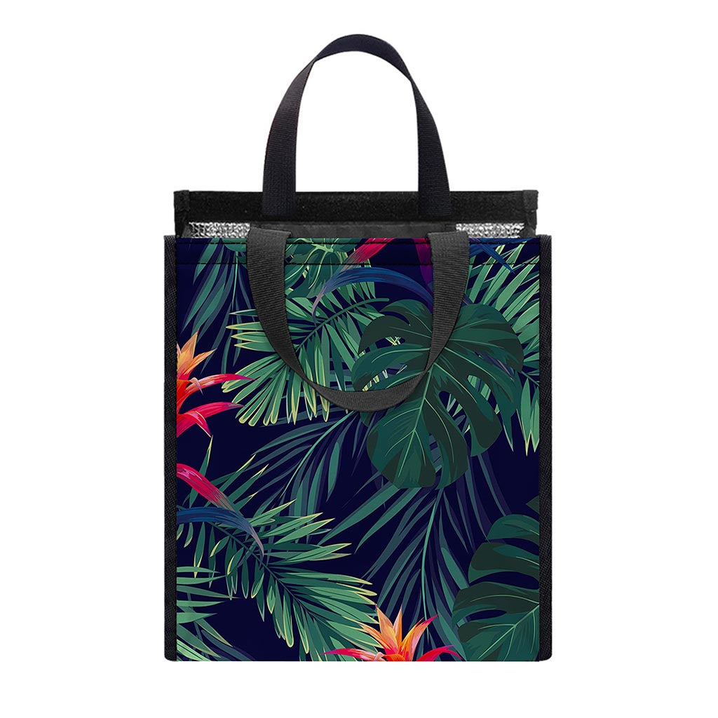 Hawaiian Palm Leaves Pattern Print Insulated Lunch Tote
