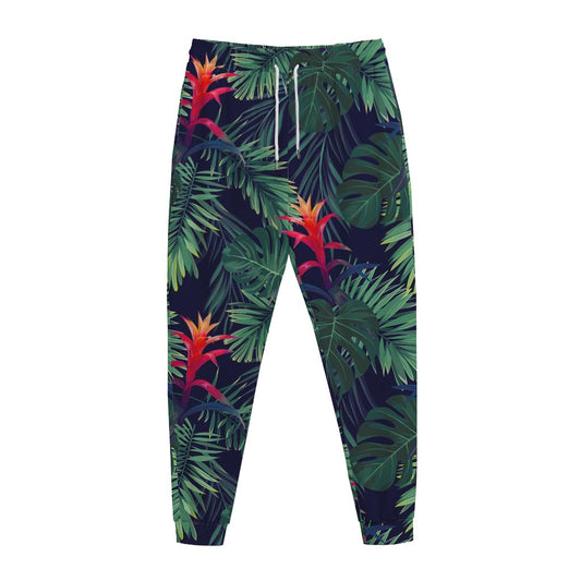 Hawaiian Palm Leaves Pattern Print Jogger Pants