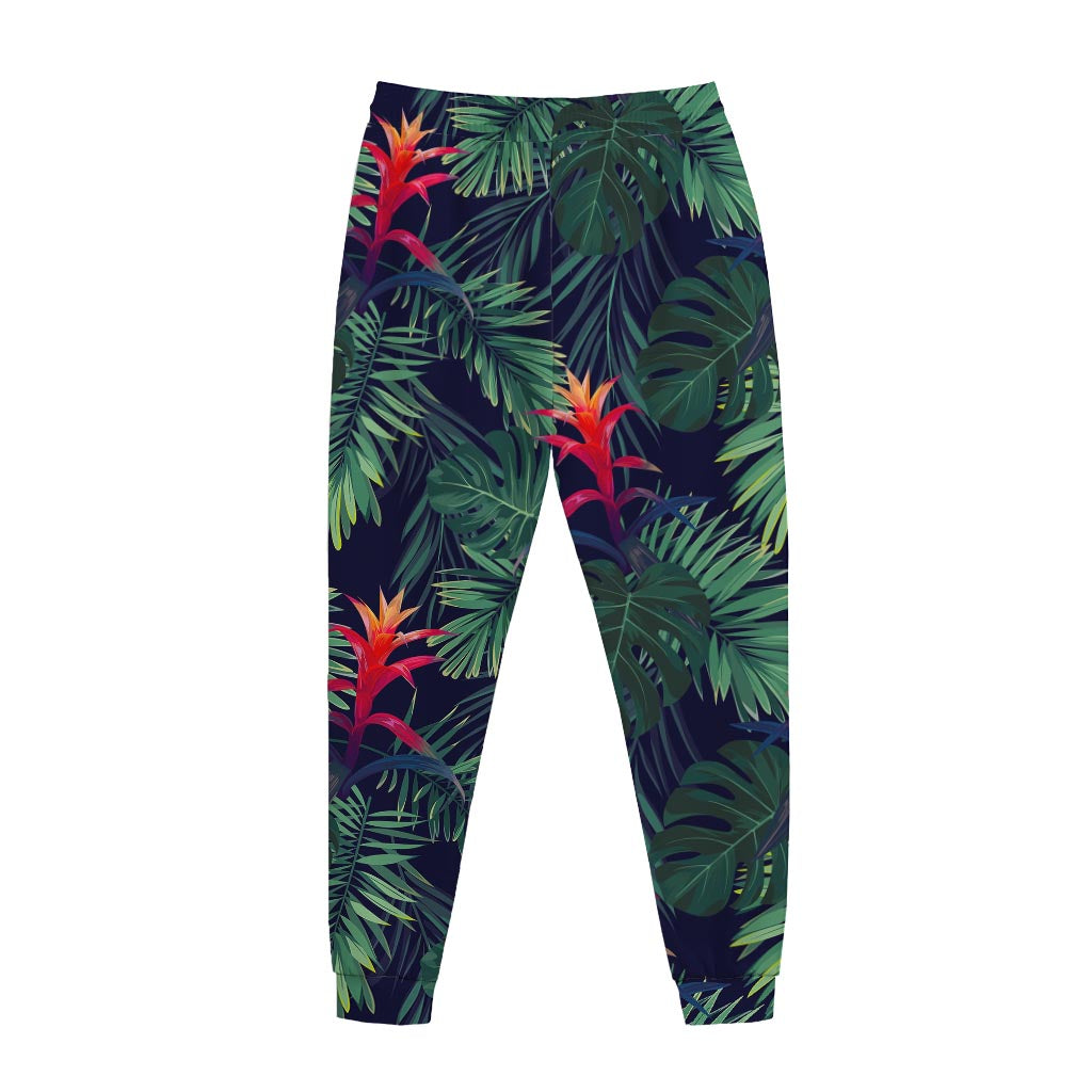 Hawaiian Palm Leaves Pattern Print Jogger Pants