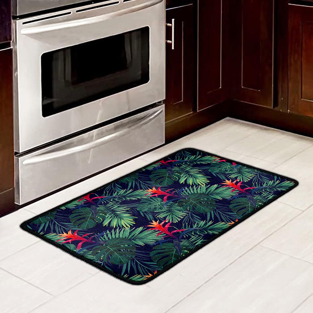 Hawaiian Palm Leaves Pattern Print Kitchen Mat