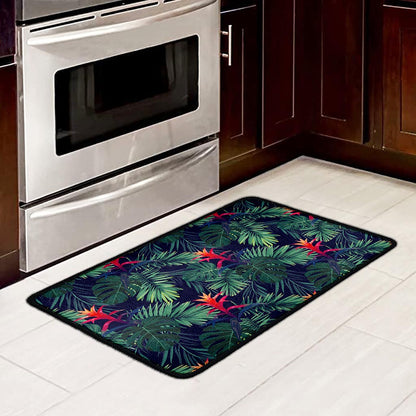 Hawaiian Palm Leaves Pattern Print Kitchen Mat