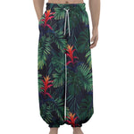 Hawaiian Palm Leaves Pattern Print Lantern Pants