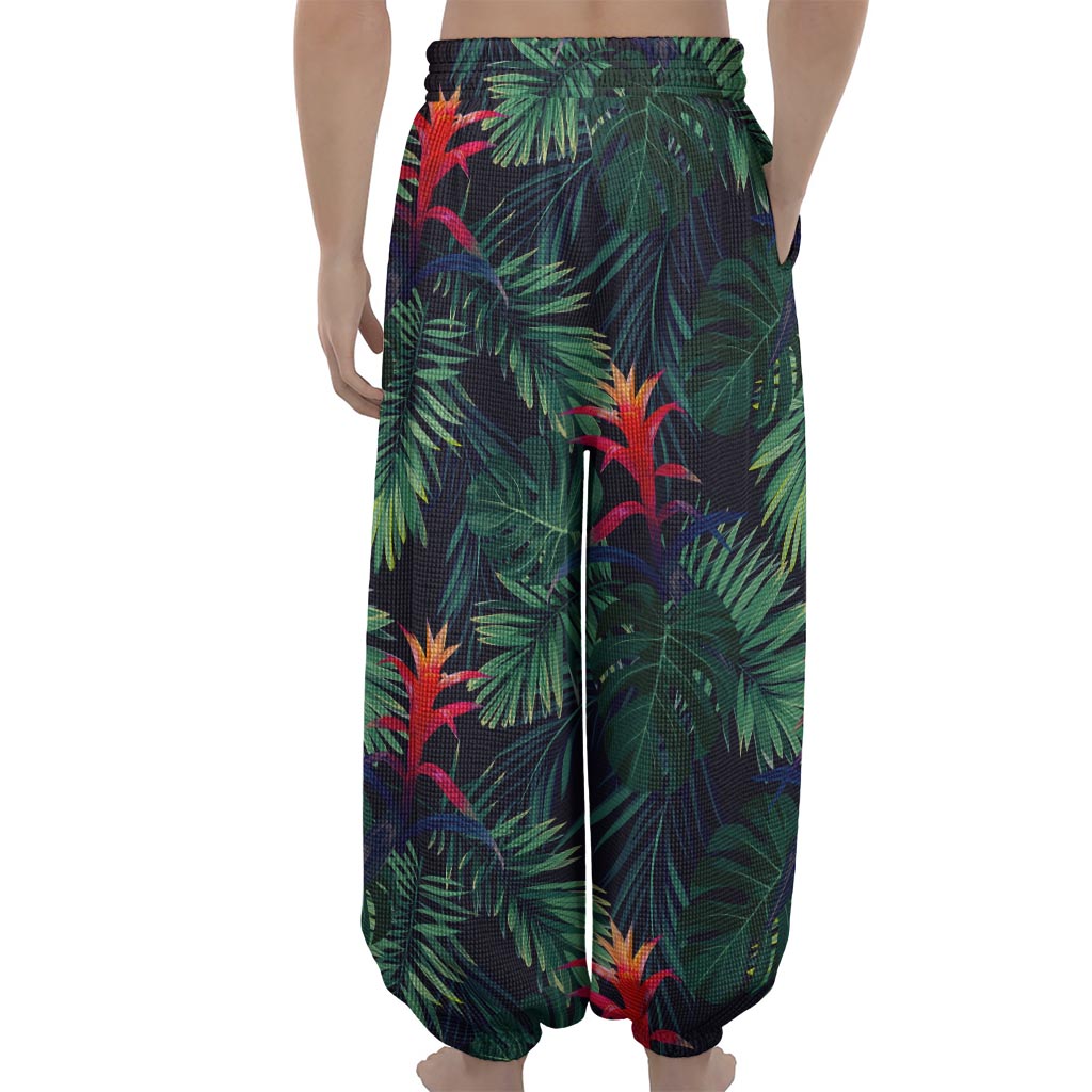 Hawaiian Palm Leaves Pattern Print Lantern Pants