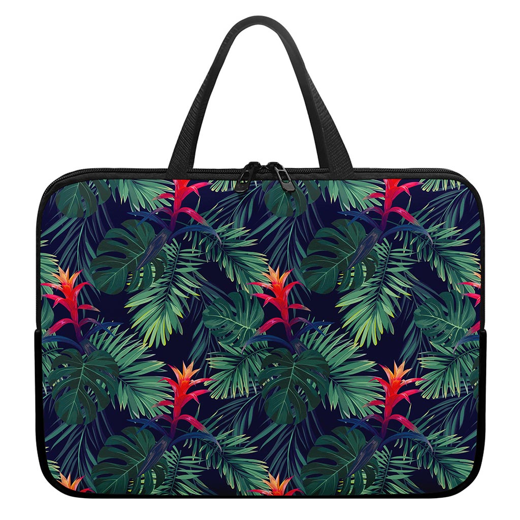 Hawaiian Palm Leaves Pattern Print Laptop Sleeve With Handle
