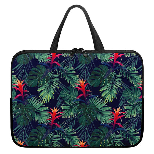 Hawaiian Palm Leaves Pattern Print Laptop Sleeve With Handle