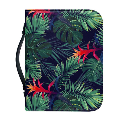 Hawaiian Palm Leaves Pattern Print Leather Bible Cover