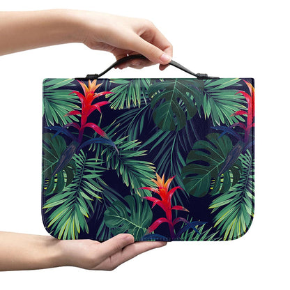 Hawaiian Palm Leaves Pattern Print Leather Bible Cover