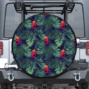 Hawaiian Palm Leaves Pattern Print Leather Spare Tire Cover