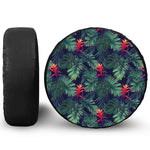 Hawaiian Palm Leaves Pattern Print Leather Spare Tire Cover